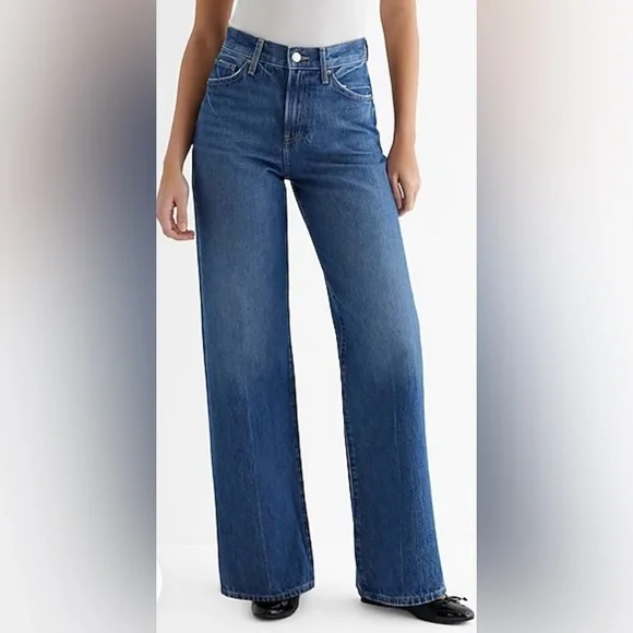 Express Design Studio Wide Leg Blue Jeans - Picture 3 of 11